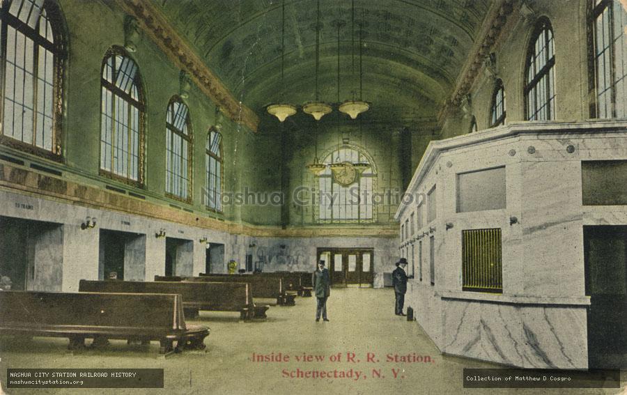 Postcard: Inside view of Railroad Station, Schenectady, New York